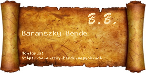 Baranszky Bende névjegykártya